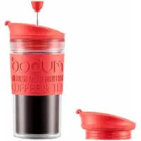 Bodum Travel Press Set met Extra Deksel Basic red 350 ml