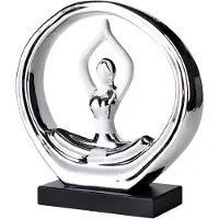 Decopatent - Yoga Beeld Vrouw - Sculptuur Yoga dame - Woman Woondecoratie - Yoga meditatie houding - Decoratie beeld Rond - Afm. 26x8.8.x27 Cm - Kleur: Zilver