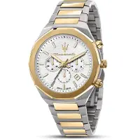 Maserati Stile 45 Mm Chro W/silver Dial Br Ss+yg Horloge
