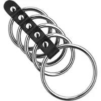 Rimba Penisartikel met Metalen Ringen 55 en 40 mm Zwart Leer 5-Rings