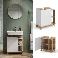 Vicco Karen Wastafelonderkast – 60 x 65 cm met deur en open vakken Sonoma/Wit