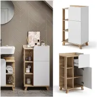 Vicco Karen Halfhoge kast – 50 x 90 cm met deur en lade Sonoma/Wit