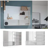 Vicco Badkamerspiegel – 89.8 x 65 cm met open vakken Wit Hoogglans