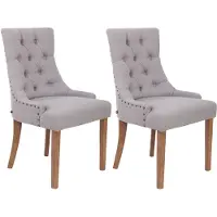 CLP Aberdeen Set van 2 eetkamerstoelen - Zonder armleuning - Hout - Stof - grijs antiek licht