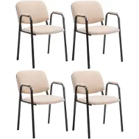 CLP Ken Pro - Stapelstoelen Set van 4 - armleuningen - zwart - 150 kg - Stof/creme