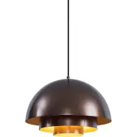 QAZQA Scandinavische hanglamp donkerbrons met gouden binnenkant - Loes
