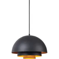 QAZQA Moderne hanglamp zwart met gouden binnenkant - Loes