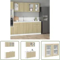 vidaXL Keukenkastenset - Keuken Kast - 4-delige Keukenkastenset Lyon bewerkt hout sonoma eikenkleurig - Sonoma Eiken - Houten Keukenkast - Opslagoplossing Keuken