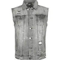 Forplay Bodywarmer - Destroyed Washed Denim Vest - S tot XXL - voor Mannen - grijs - Maat L