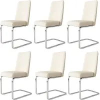 Merax Luxe Fluwelen Eetkamerstoelen Set van 6 – Diamantpatroon Rugleuning – Zilveren Metalen Sledepoten – Beige