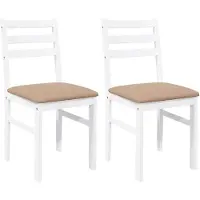 vidaXL Eetkamerstoelen met kussens 2 st massief hout rubber wit