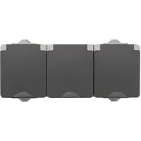 ION Industries Wandcontactdoos | Opbouw 3-voudig IP55 Grijs