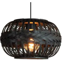 Eglo Zwart hanglamp Towcester Ø 38cm - hout