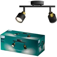 Philips Niall plafondspot | 2x GU10 | Zwart/Goud