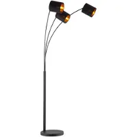 Home Sweet Home Moderne Vloerlamp - 80/33/190cm - Zwarte - 3L Staande Lamp met Lampenkap - Inclusief LED E27 Lichtbron 9W 470Lm - met voetschakelaar - voor slaapkamers en thuiskantoren