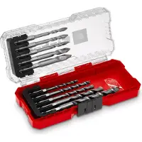 Einhell S-CASE 10-delige HM tegelboor set (gemaakt van gereedschapsstaal, speciaal geslepen hardmetalen plaat, centreerpunt, dubbele spiraal, E 6.3 schacht incl. opbergdoos)