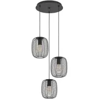 Eglo 3 Lichts Draadlamp Derwen Hang Ø 40cm Zwart