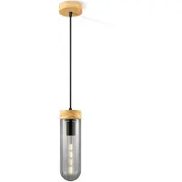 Home Sweet Home Moderne Hanglamp Capri - Rook - 10/10/138cm - hanglamp gemaakt van Glas en Hout - geschikt voor E27 LED lichtbron - Dekra getest - Pendellamp geschikt voor woonkamer, slaapkamer en keuken