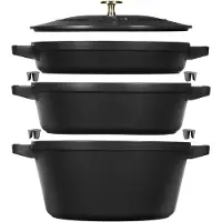 Staub kook- en pannenset stapelbaar 5-delig Zwart