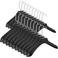Intirilife kleerhangers in UNIVERSAL ZWART - 10 brede plastic kleerhangers met antislip oppervlak - Kleerhanger Kleerhanger Kostuumhanger Jashanger