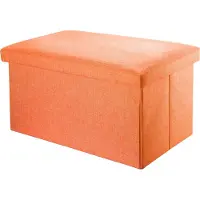 Intirilife Opvouwbare Kruk 78x38x38 cm in MANDARIN ORANJE - Bank Stoel met opbergruimte Opergdoos Kist Voetensteun Stof