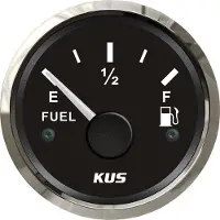 Kus Brandstofmeter Boot 56mm Zwart met Rvs Rand