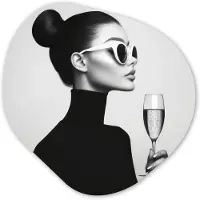 MuchoWow Organische wanddecoratie 40x40 cm - Organisch schilderij Vrouw - Champagne - Modern - Muurdecoratie woonkamer - Kamer decoratie - Schilderijen - Muurcirkel aesthetic
