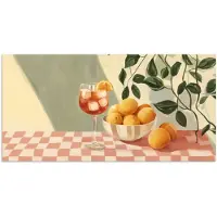 PosterMonkey Poster 160x80 cm - Citroenen - Glas - Tafelkleed - Geblokt - Posters - Kamer decoratie - Wanddecoratie woonkamer - Muurdecoratie slaapkamer