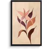 PosterMonkey Poster in lijst - Fotolijst 40x60 cm - Posters - Minimalistisch - Bloem - Bladeren - Beige - Posterlijst zwart - Decoratie - Wanddecoratie woonkamer - Muurdecoratie slaapkamer