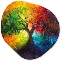 MuchoWow Organische wanddecoratie 40x40 cm - Organisch schilderij Boom - Kleurrijk - Modern - Abstract - Muurdecoratie woonkamer - Kamer decoratie - Schilderijen - Muurcirkel aesthetic
