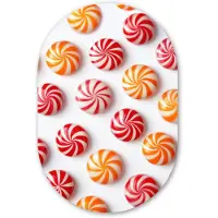 MuchoWow Muurovaal 40x60 cm - Ovale wanddecoratie Snoep - Patroon - Rood - Oranje - Ovalen schilderij - Muurdecoratie woonkamer - Kamer decoratie - Schilderijen - Wandcirkel