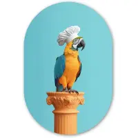 MuchoWow Muurovaal 40x60 cm - Ovale wanddecoratie Papegaai - Koksmuts - Grappig - Vogel - Ovalen schilderij - Muurdecoratie woonkamer - Kamer decoratie - Schilderijen - Wandcirkel