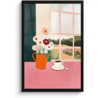 PosterMonkey Poster in lijst - Fotolijst 40x60 cm - Posters - Bloemen - Koffie - Raam - Posterlijst zwart - Decoratie - Wanddecoratie woonkamer - Muurdecoratie slaapkamer
