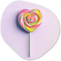 MuchoWow Organische wanddecoratie 60x60 cm - Organisch schilderij Hart - Lolly - Snoep - Muurdecoratie woonkamer - Kamer decoratie - Schilderijen - Muurcirkel aesthetic