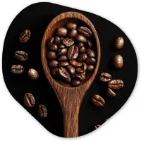 MuchoWow Organische wanddecoratie 40x40 cm - Organisch schilderij Hout - Zwart - Koffiebonen - Muurdecoratie woonkamer - Kamer decoratie - Schilderijen - Muurcirkel aesthetic