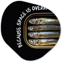 MuchoWow Organische wanddecoratie 60x60 cm - Organisch schilderij Sardines - Tekst - Vis - Blik - Muurdecoratie woonkamer - Kamer decoratie - Schilderijen - Muurcirkel aesthetic