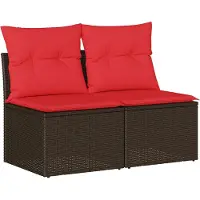 vidaXL 2-delige Loungeset met kussens poly rattan acacia bruin