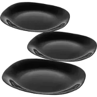 Kadax Zwarte platte borden, vaatwassergee-bordenset, eetborden van versterkt glas, modern servies voor huis en restaurant (zwart/3 stuks)