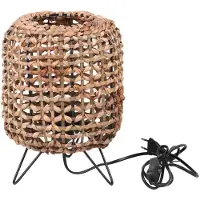 Natural Living "" Tafellamp NESSA met Zwarte Metalen Structuur en Waterhyacint Ø21 x H29 cm