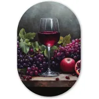 MuchoWow Muurovaal 60x90 cm - Ovale wanddecoratie Wijn - Fruit - Stilleven - Ovalen schilderij - Muurdecoratie woonkamer - Kamer decoratie - Schilderijen - Wandcirkel
