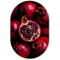 MuchoWow Muurovaal 80x120 cm - Ovale wanddecoratie Granaatappel - Rood - Fruit - Ovalen schilderij - Muurdecoratie woonkamer - Kamer decoratie - Schilderijen - Wandcirkel