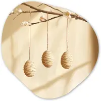 MuchoWow Organische wanddecoratie 40x40 cm - Organisch schilderij Beige - Paastak - Eieren - Muurdecoratie woonkamer - Kamer decoratie - Schilderijen - Muurcirkel aesthetic
