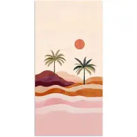 PosterMonkey Poster 75x150 cm - Palmbomen - Abstract - Zon - Heuvels - Posters - Kamer decoratie - Wanddecoratie woonkamer - Muurdecoratie slaapkamer