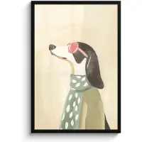 PosterMonkey Poster in lijst - Fotolijst 60x90 cm - Posters - Hond - Zonnebril - Sjaal - Posterlijst zwart - Decoratie - Wanddecoratie woonkamer - Muurdecoratie slaapkamer