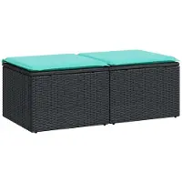 vidaXL 2-delige Loungeset met kussens poly rattan acacia zwart