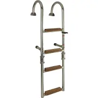 Jero Marine Opvouwbare Zwemtrap Rvs 4 Houten Treden 91x25cm