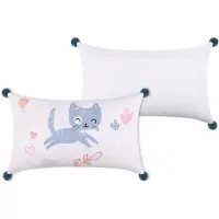 Stof - Kussen voor kinderen ZOELINE met pompons, 30 x 50 cm