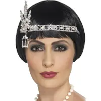Smiffys Roaring 20's luxe hoofdband zilver (Zilver)