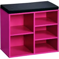 Kesper Schoenenrek/schoenenkast met zitvlak - roze - 5 paar schoenen - hout - L51 x B30 x H48 cm - vakjeskast