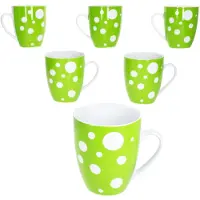 MamboCat Set van 6 PULA GREEN porseleinen koffiemokken voor 6 personen